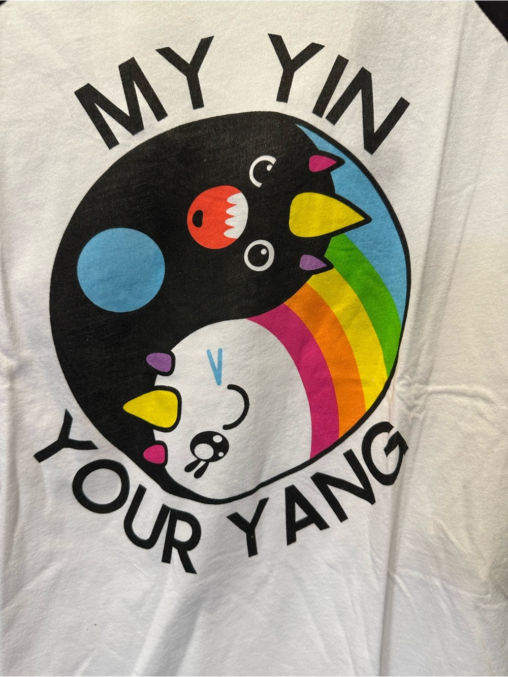 NWT SoSoHappy x Iron Fist White Raglan Graphic Tee My Yin Your Yang - Size XL - Picture 6 of 11